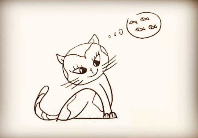 【动物系列-小花猫】简笔画
