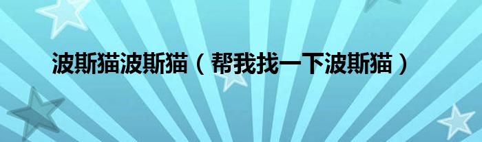 波斯猫娱乐有限公司_波斯猫百度百科_波斯猫论坛首页